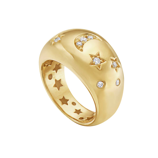 MOON AND STARS DOME RING