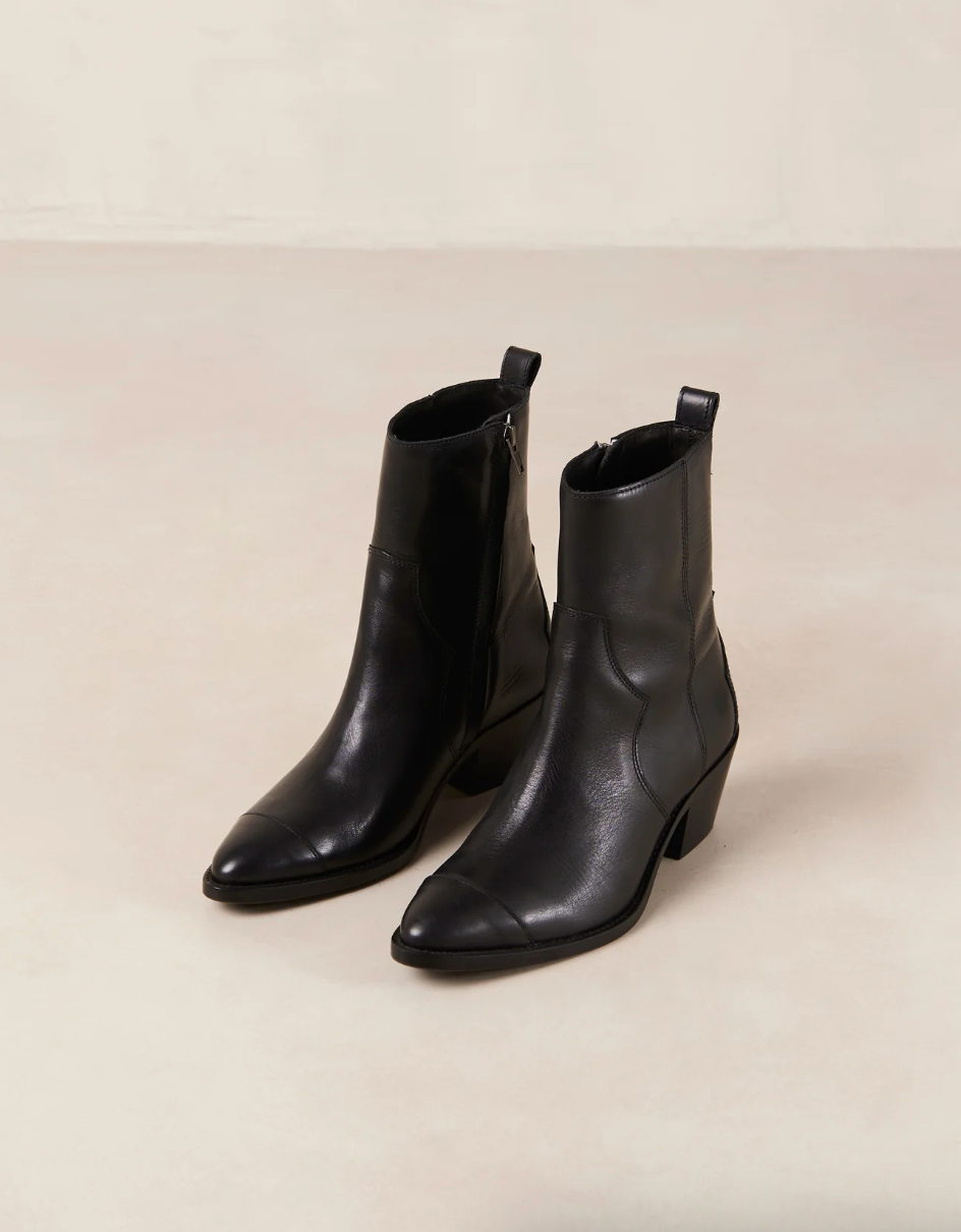 Austin Black Cowboy Ankle Boots