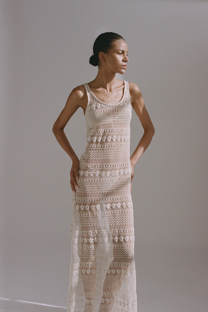 SIGRID LACED SLIP DRESS -  CREAM
