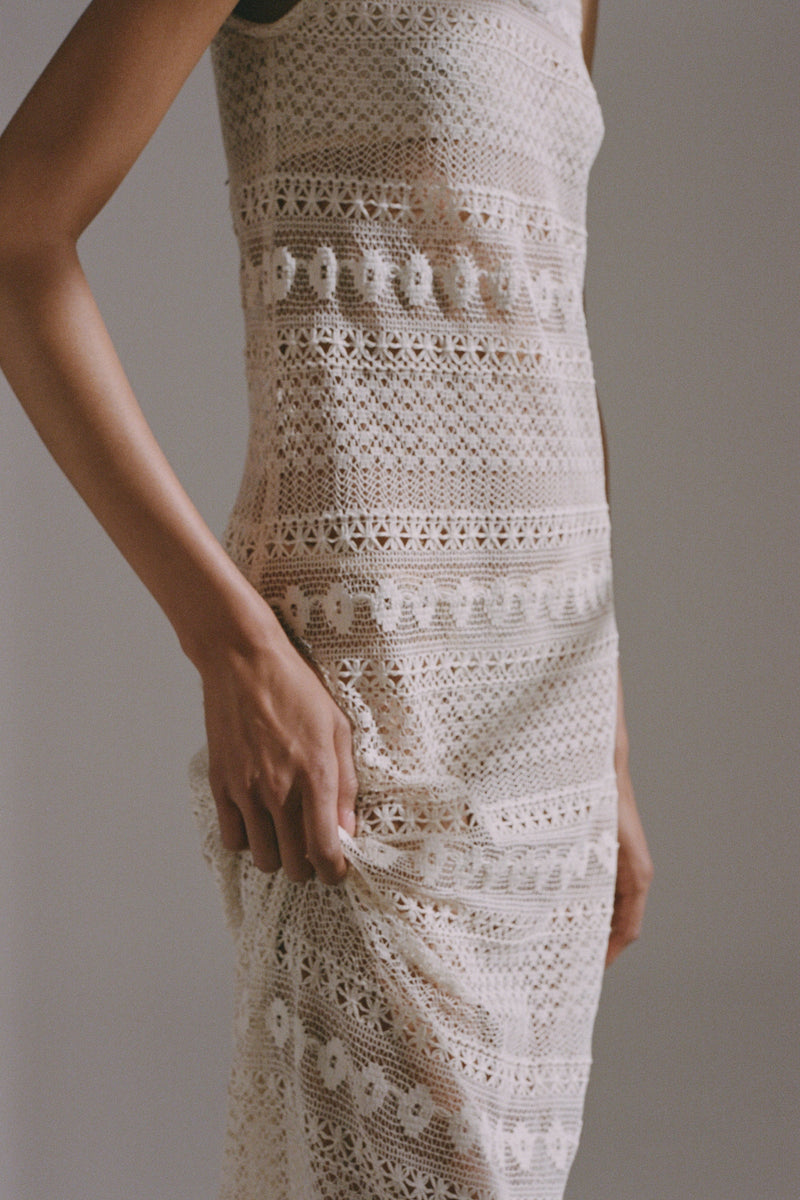 SIGRID LACED SLIP DRESS -  CREAM