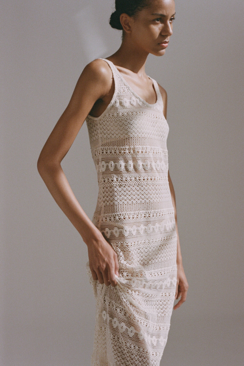 SIGRID LACED SLIP DRESS -  CREAM