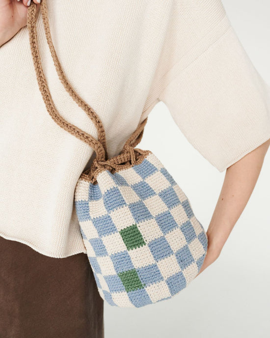Mėnulis  CROCHET BUCKET BAG - Fantasy Blue