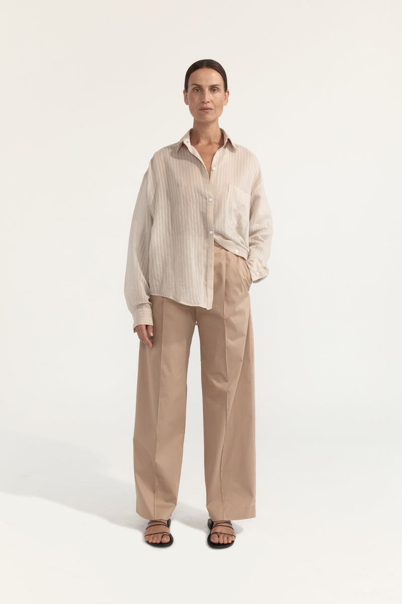 MAGDA SILK SHIRT - BEIGE STRIPE