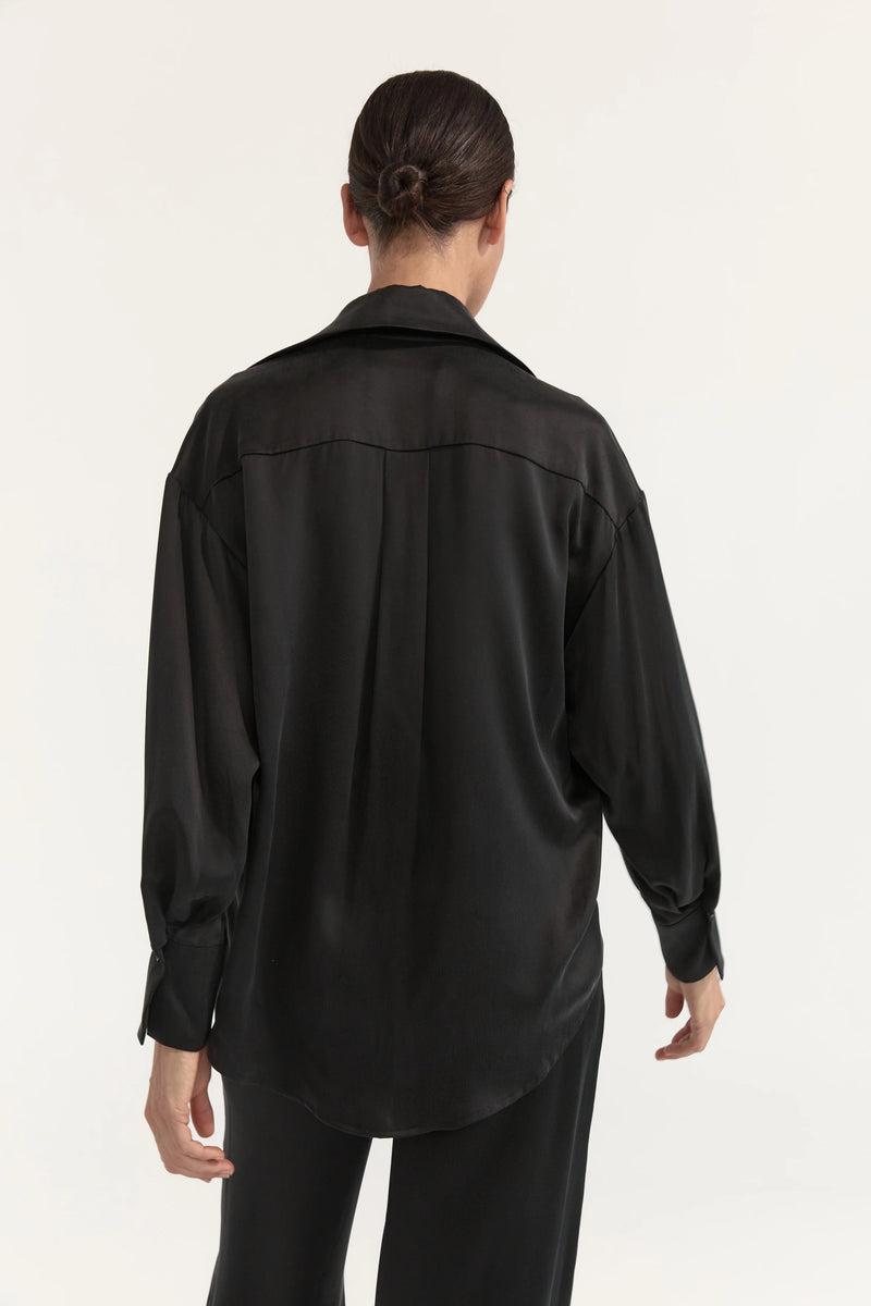 DOMINIQUE SILK SHIRT-BLACK