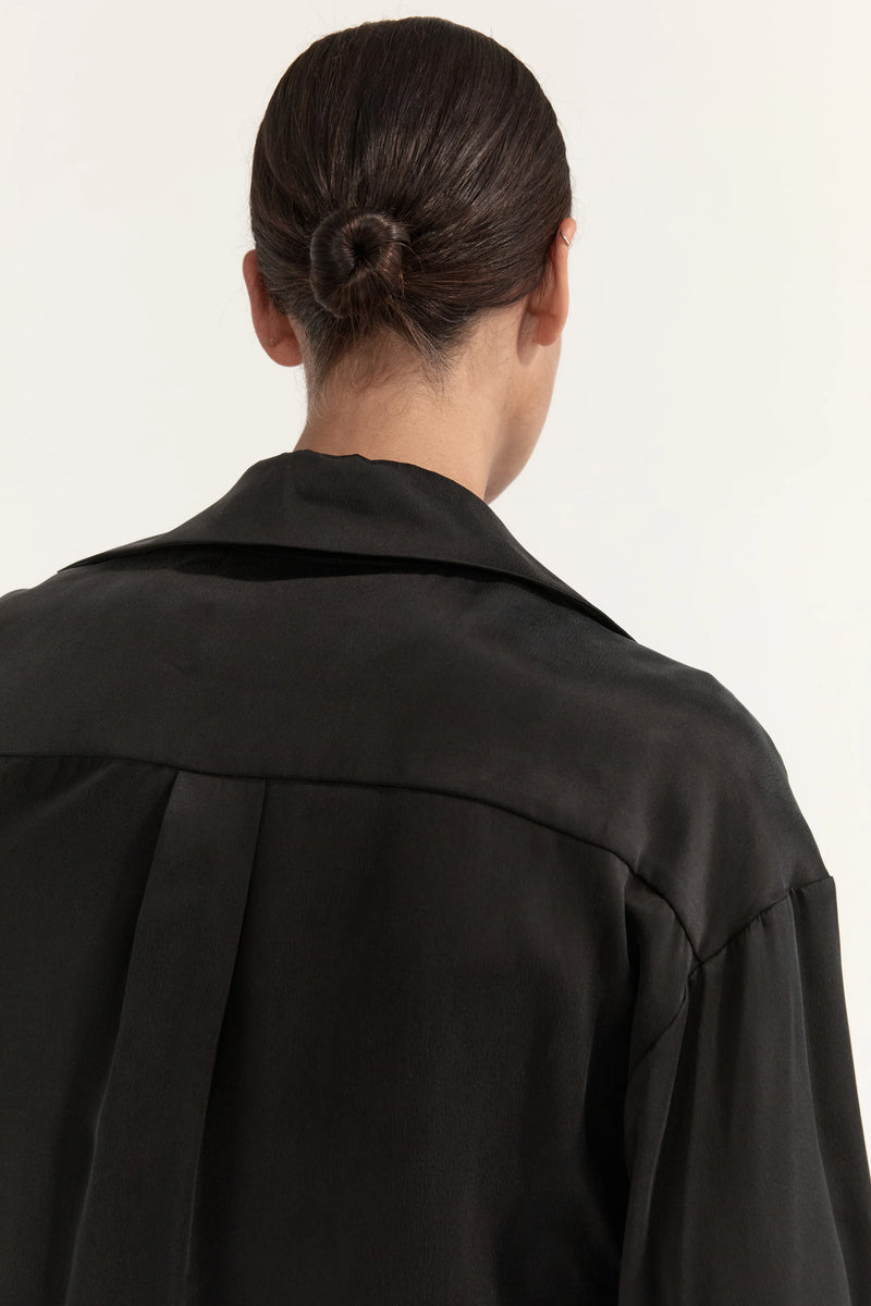 DOMINIQUE SILK SHIRT-BLACK