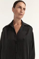 DOMINIQUE SILK SHIRT-BLACK