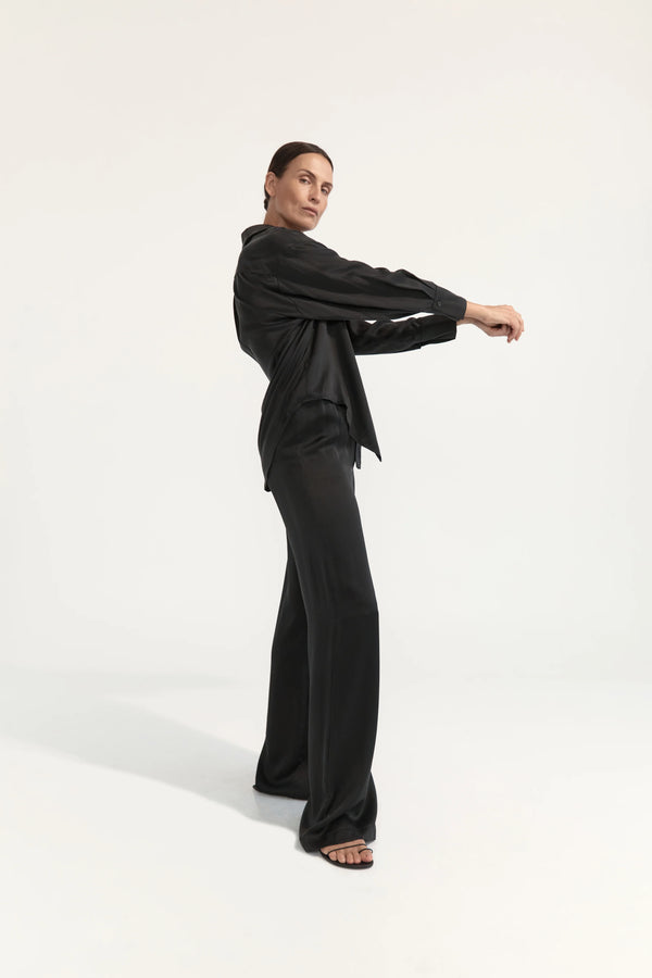 DOMINIQUE SILK SHIRT-BLACK