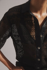 GIOVANNI LACE SHIRT - BLACK