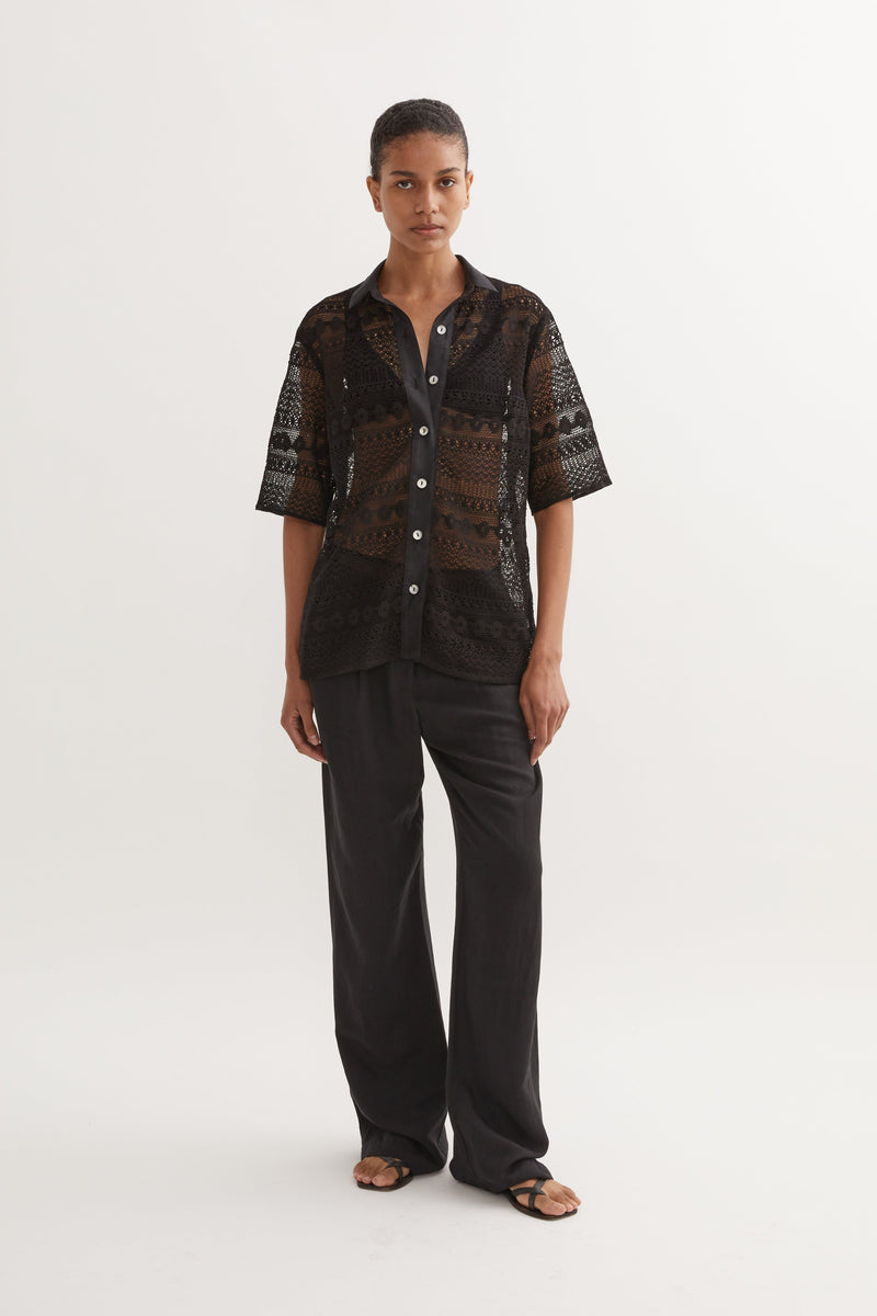 GIOVANNI LACE SHIRT - BLACK