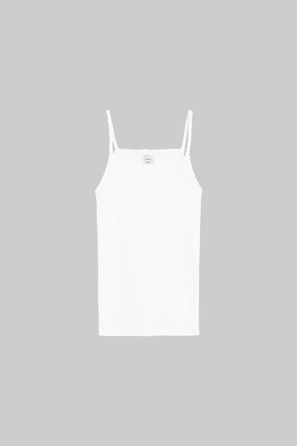 Pointelle Tank - White