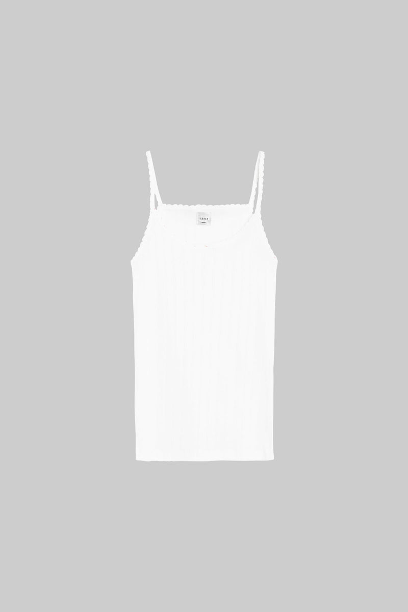 Pointelle Tank - White