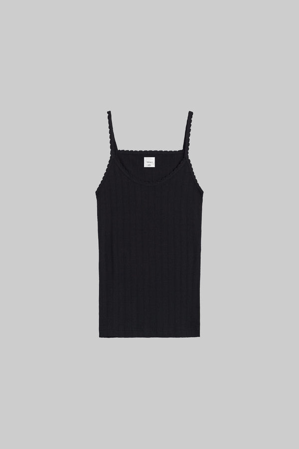 Pointelle Tank - Black