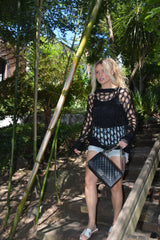 Santorini Crochet Sweater Cover Up | Black
