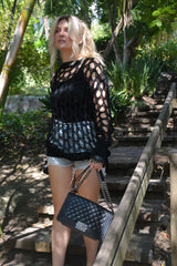 Santorini Crochet Sweater Cover Up | Black