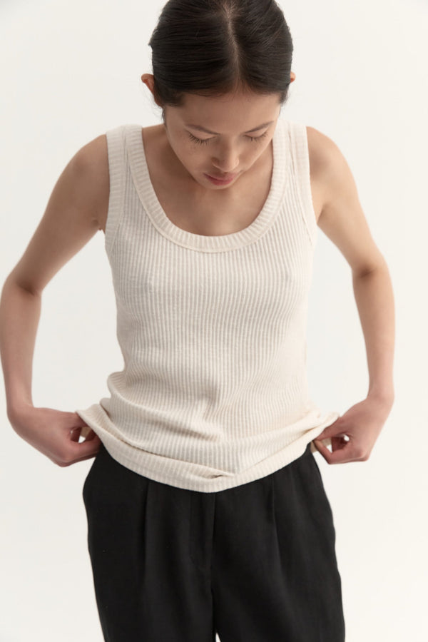 KASUMI KNIT TANK - CREAM