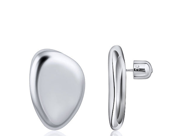 Small Oval Earring - Rhodium