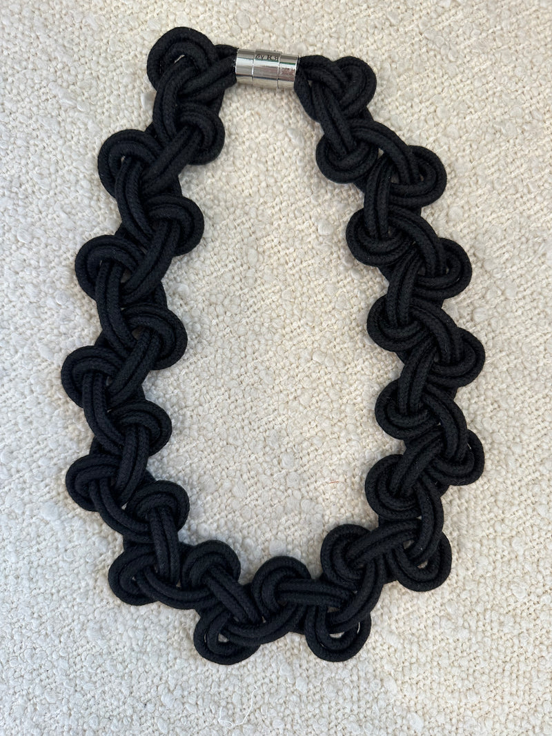 Black Braided Loop Necklace