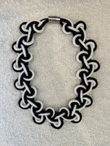 Black and White Braided Loop Necklace