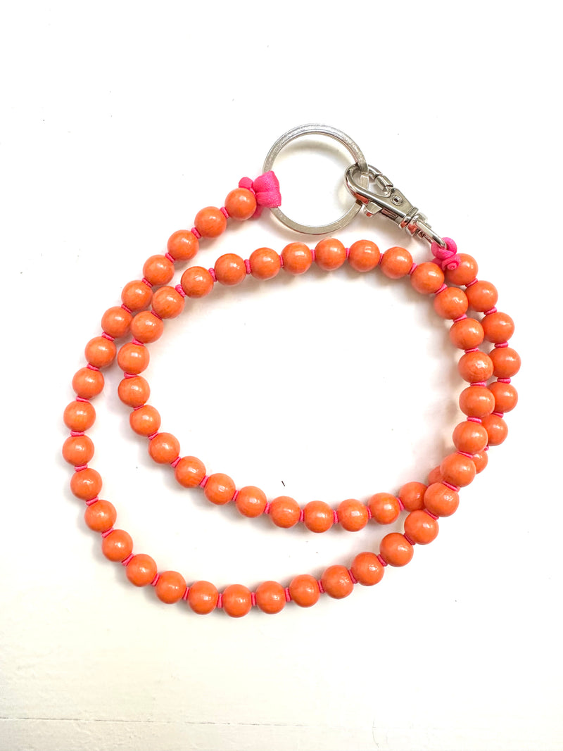 Perlen long, orange - pink