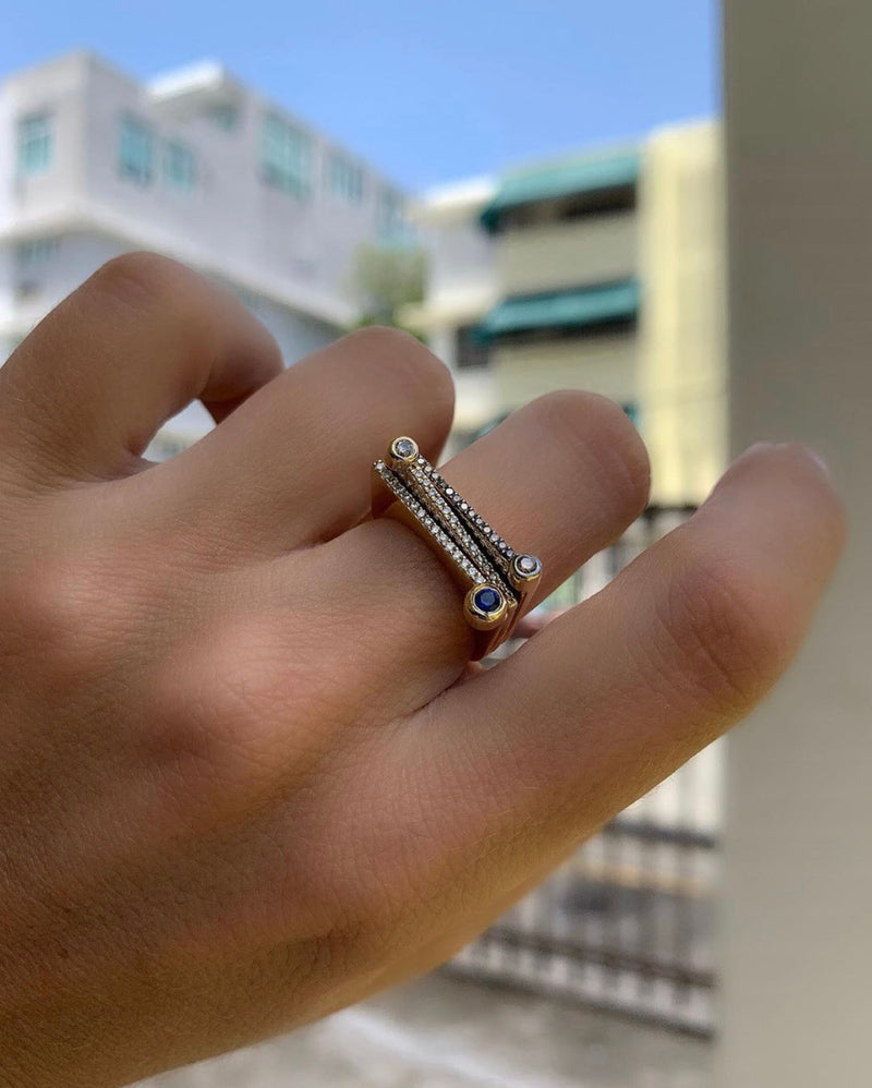 ¡Buenos Días! “Rise” Ray Ring in Yellow Gold with Cognac Diamonds