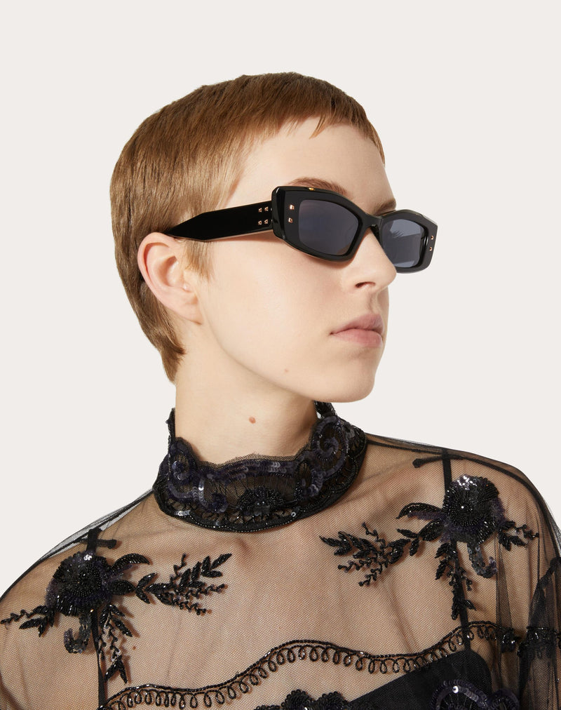 VI -RECTANGULAR ACETATE FRAME (Black Grey)