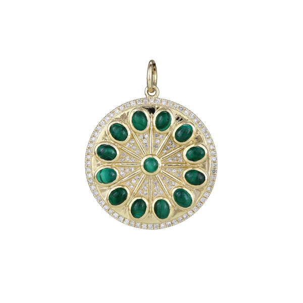 SERENITY AMULET WITH DIAMONDS AND MALACHITE