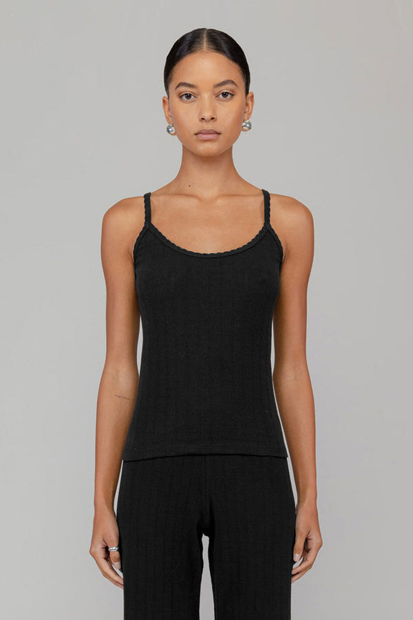 Pointelle Tank - Black
