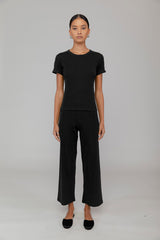 Pointelle Slim Fit Tee - Black