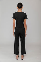 Pointelle Slim Fit Tee - Black