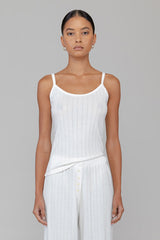 Pointelle Tank - White