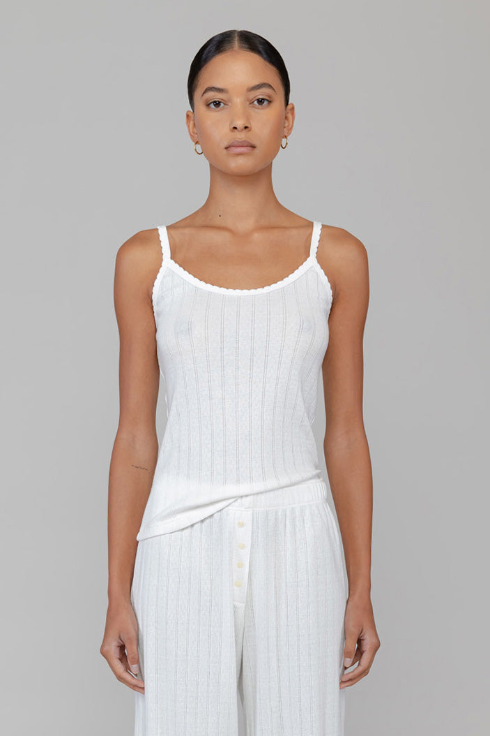 Pointelle Tank - White