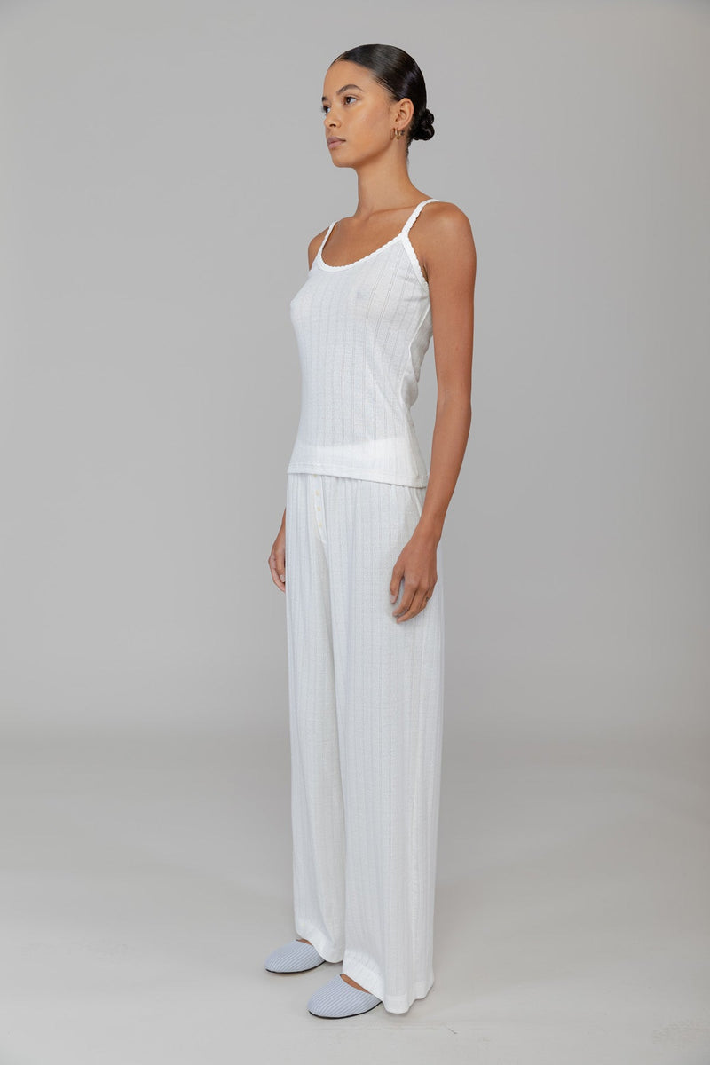 Pointelle Tank - White