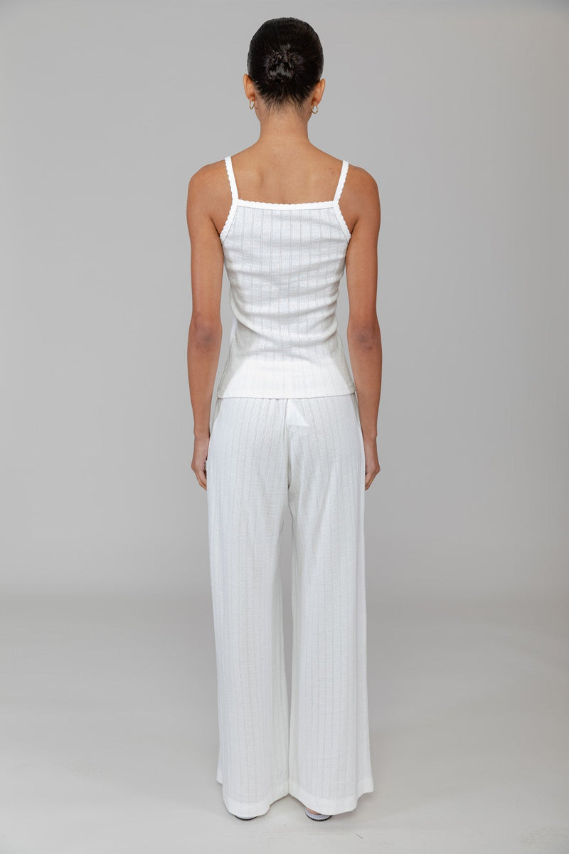 Pointelle Tank - White