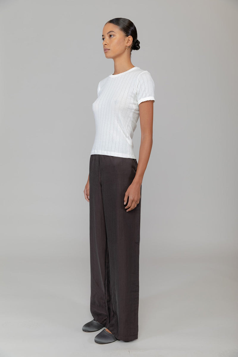 Pointelle Slim Fit Tee - White