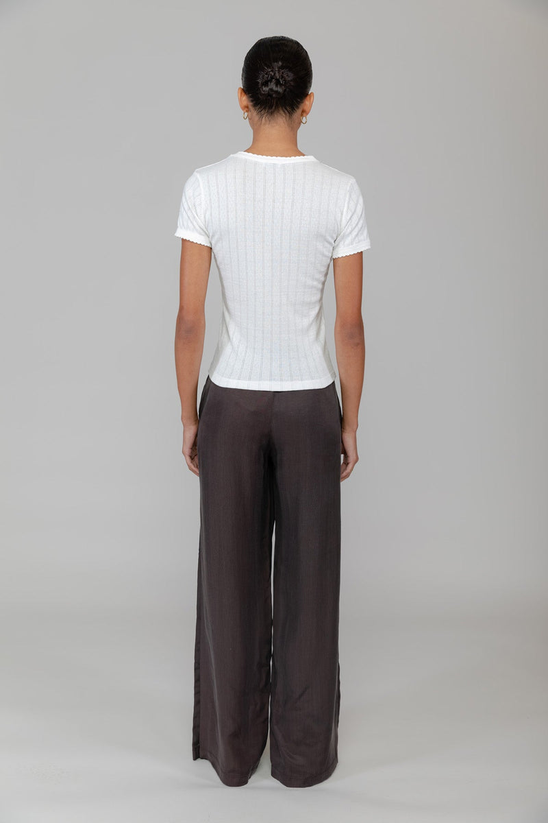Pointelle Slim Fit Tee - White
