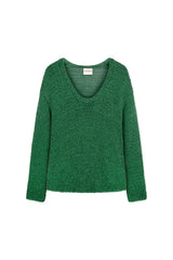 Tallow Green Linen Blend Hand Knit Jumper