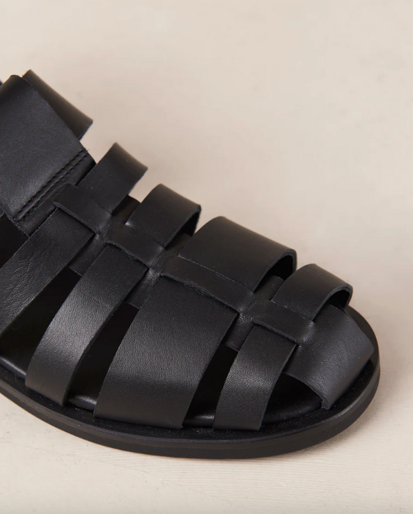 Perry - Black Leather Sandals