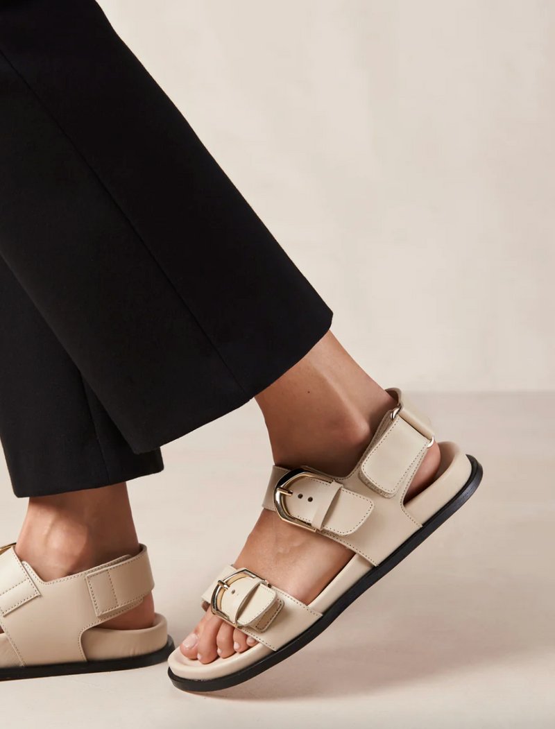 Leone Alli - Cream Double-Strap Sandals