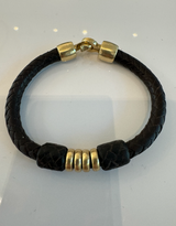 Tahiti Bracelet,  14k Gold, Brown Leather