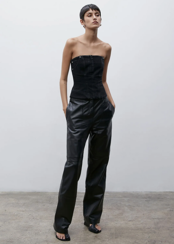 Tia Leather Pant | Black
