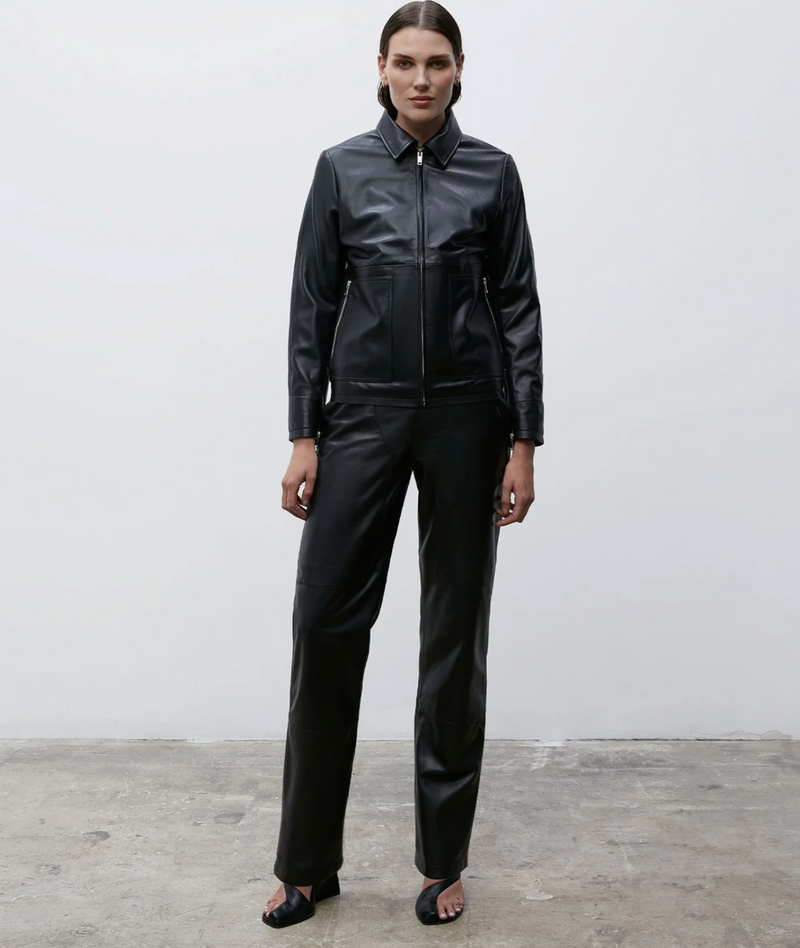Tia Leather Pant | Black