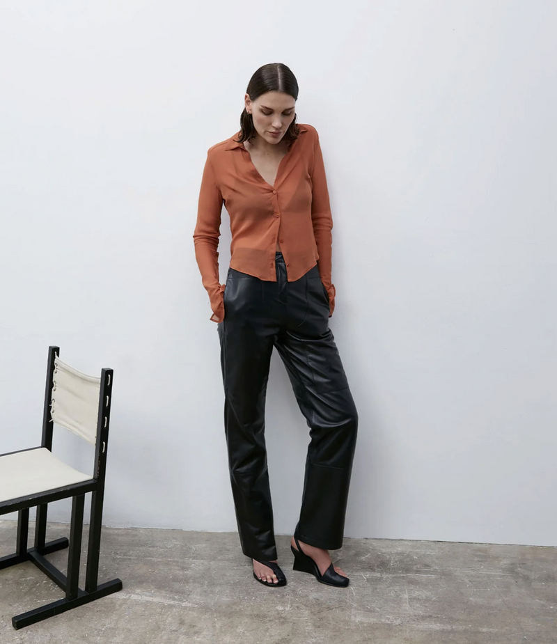 Tia Leather Pant | Black