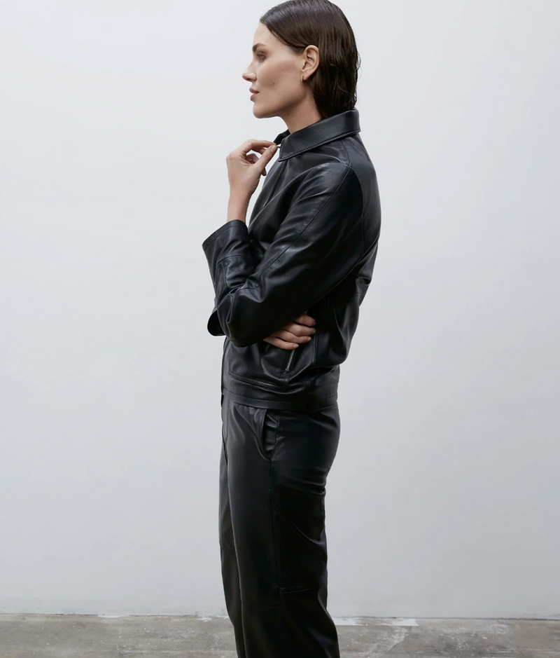 Tia Leather Pant | Black