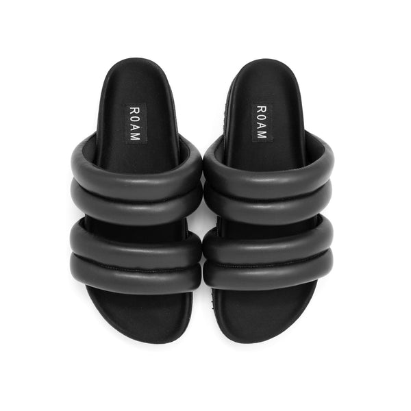 ROAM DBLDBL PUFF PUFF SANDALS - BLACK VEGAN LEATHER