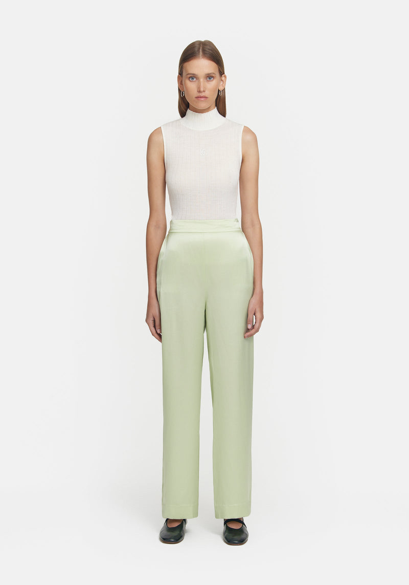 Chauffeur Silk Trouser - Matcha Green