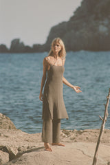 CHARCOAL COTTON CROCHET PANT