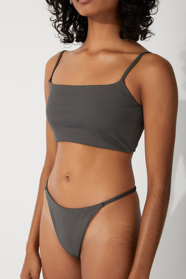 CHARCOAL RIB LONGLINE BRALETTE