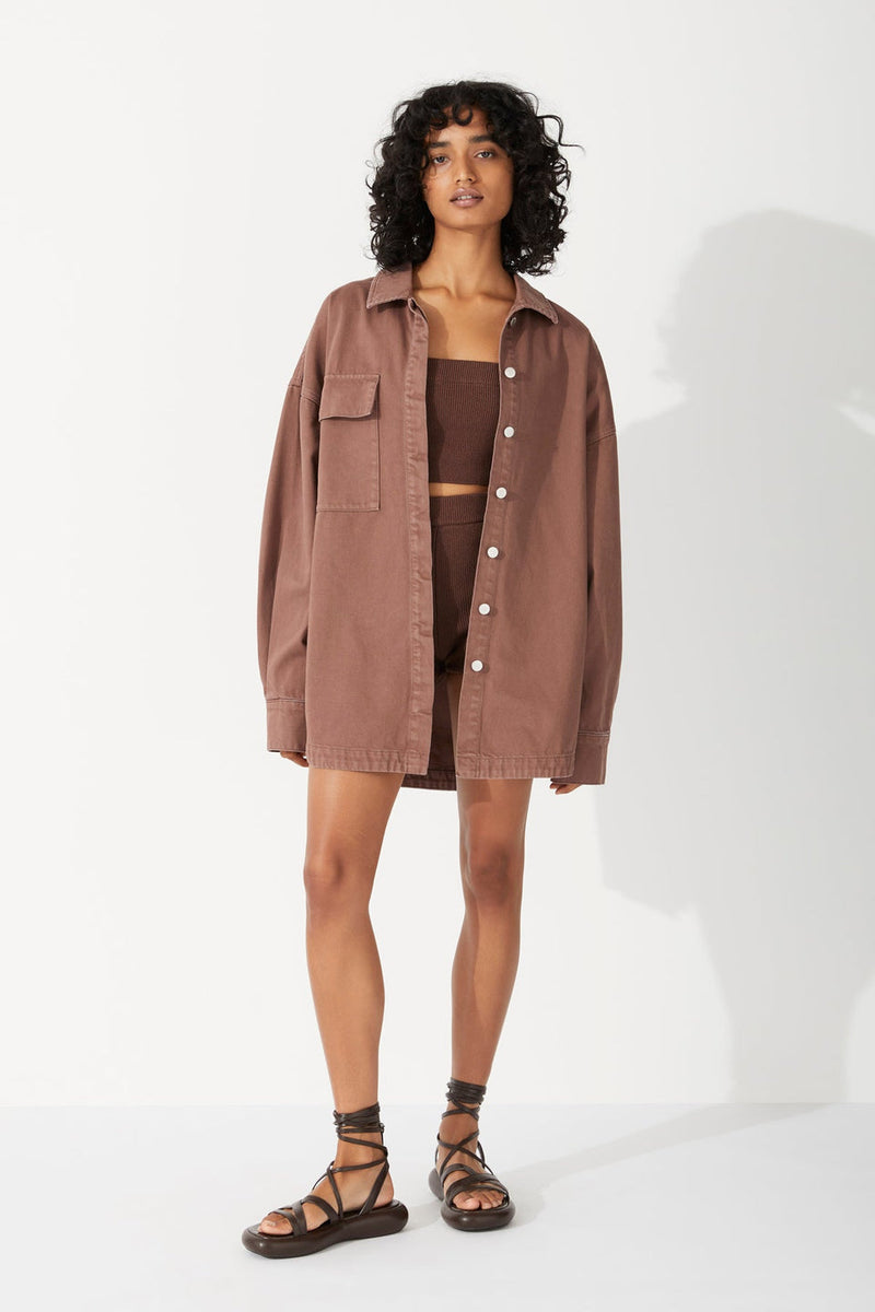 CHOCOLATE RECYCLED COTTON JACKET