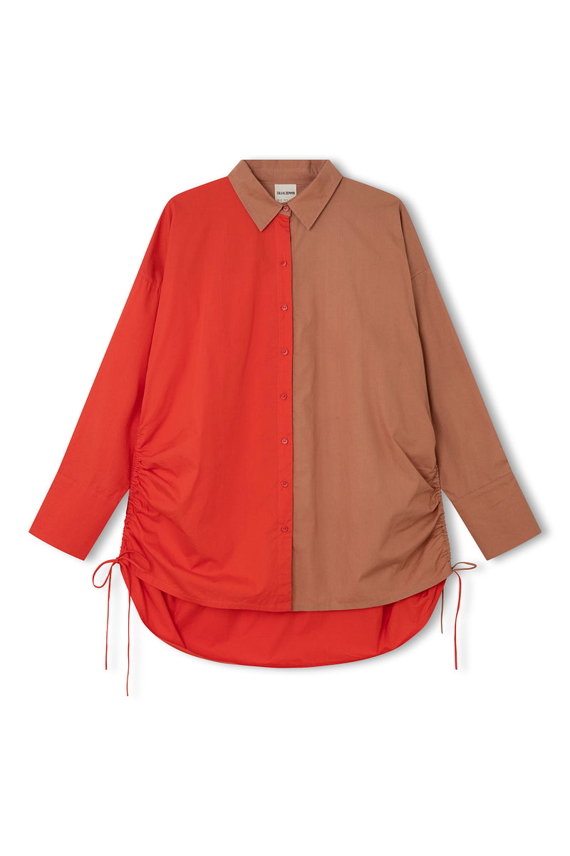 ORGANIC COTTON TWO-TONE SHIRT - CHILI