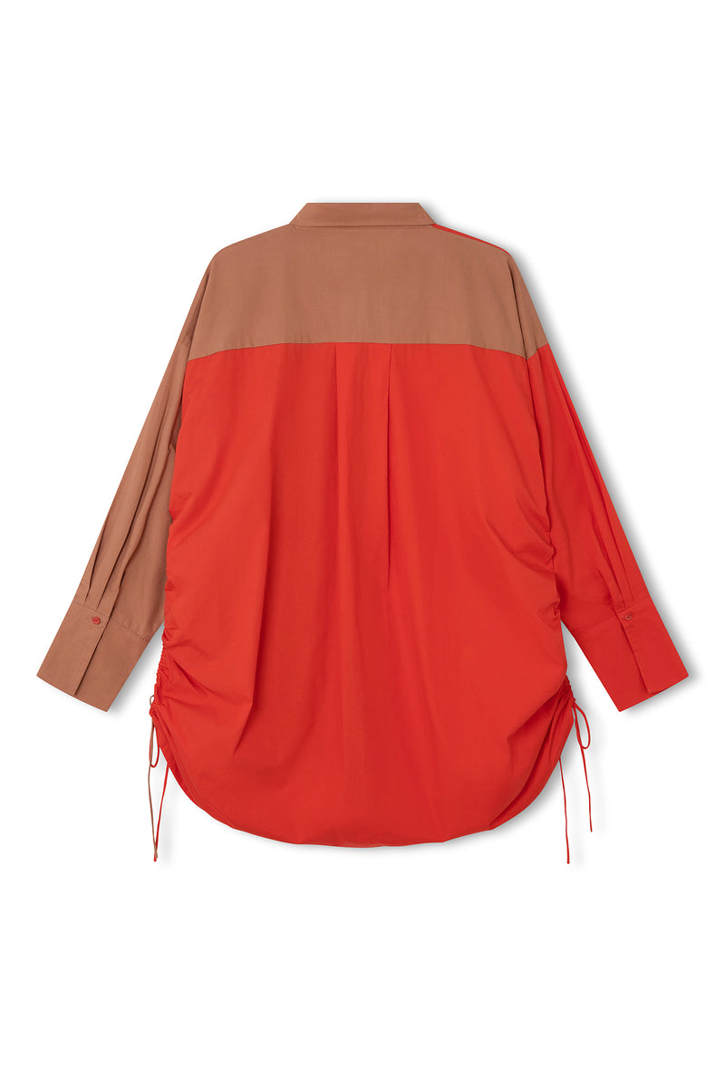 ORGANIC COTTON TWO-TONE SHIRT - CHILI